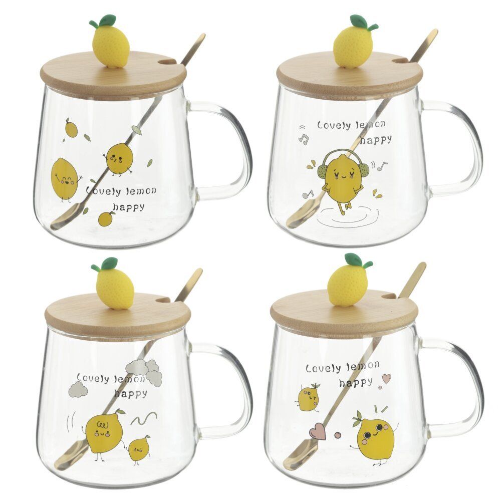 GAEM Кружка с крышкой и ложкой, 500 мл, L12,5 W9 H12,5 см, 4в.