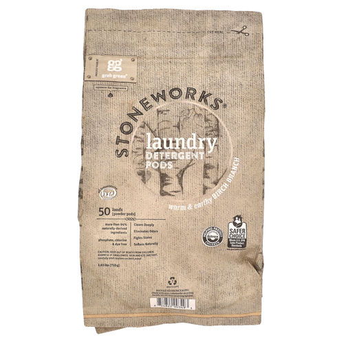 Grab Green, Stoneworks®, стиральные порошки в капсулах, березовая ветка, 50 порций, 750 г (1,65 фунта)