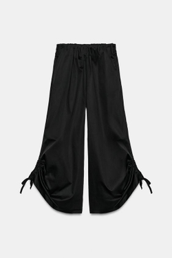 ZARA БРЮКИ КЮЛОТЫ С РЕГУЛИРУЕМЫМ НИЗОМ, ЧЕРНЫЙ