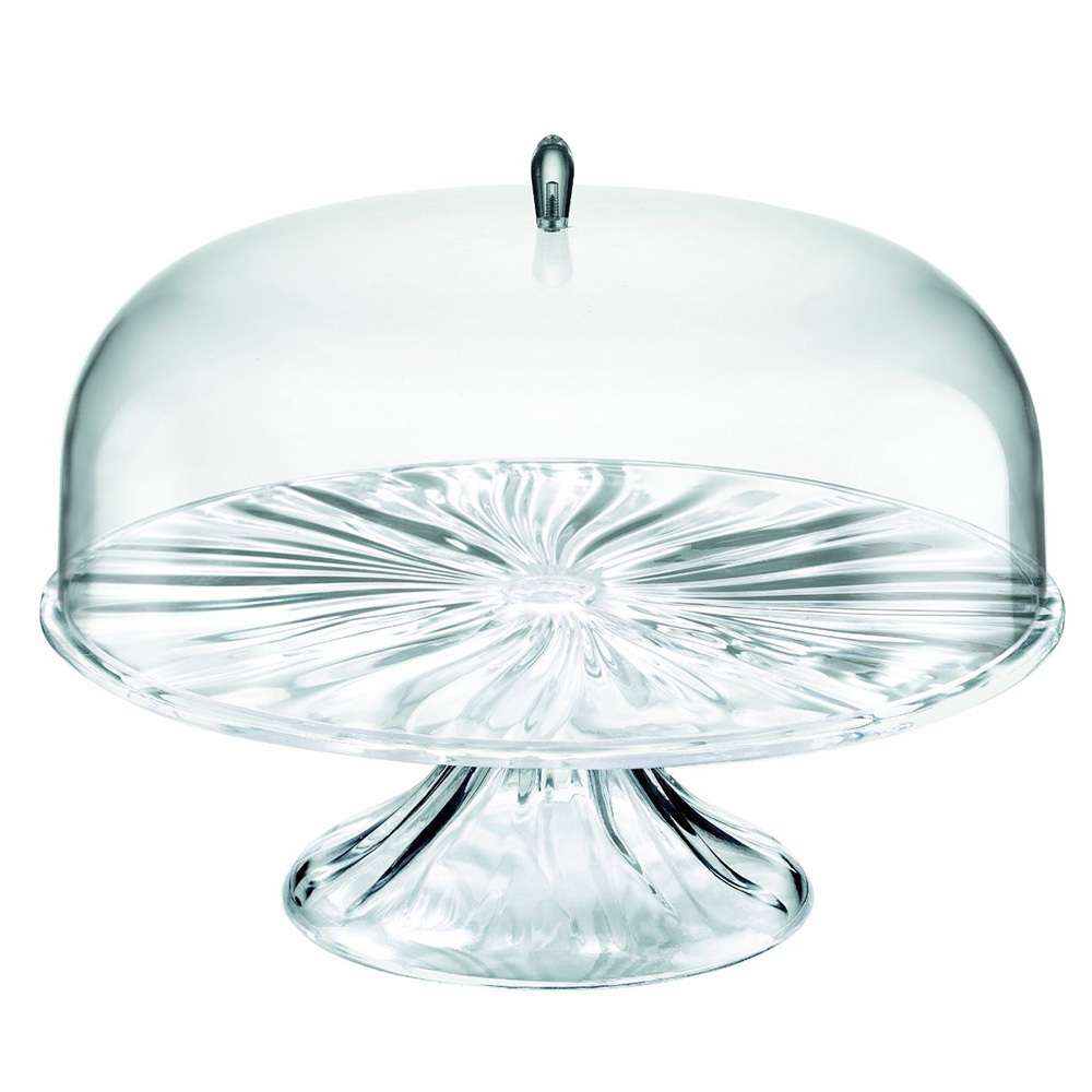 Блюдо для торта с крышкой, aqua, ?28,3 см, акрил, прозрачное