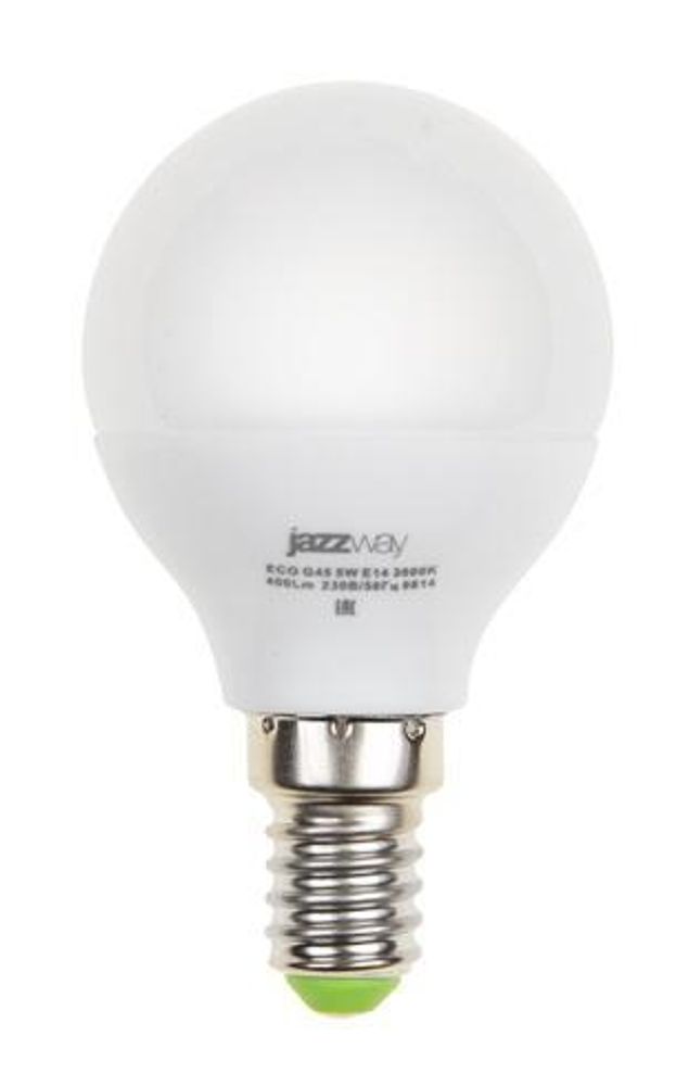 Лампа светодиодная PLED-ECO 5Вт G45 шар матовая 4000К нейтр. бел. E14 400лм 230В 50Гц JazzWay 1036926A Лампа светодиодная PLED-ECO 5Вт G45 шар матовая 4000К нейтр. бел. E14 400лм 230В 50Гц JazzWay 1036926A