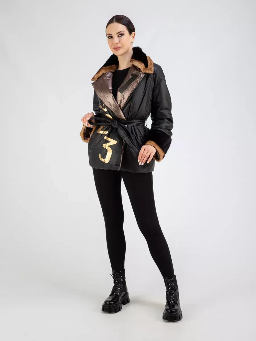 Куртка утепленная с мехом короткая демисезонная