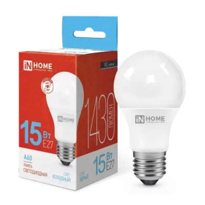 Лампа светодиодная LED-A60-VC 15Вт 230В Е27 6500К ХОЛОДНЫЙ 1340Лм IN HOME