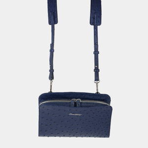 Сумка Emilie из кожи страуса, синего цвета