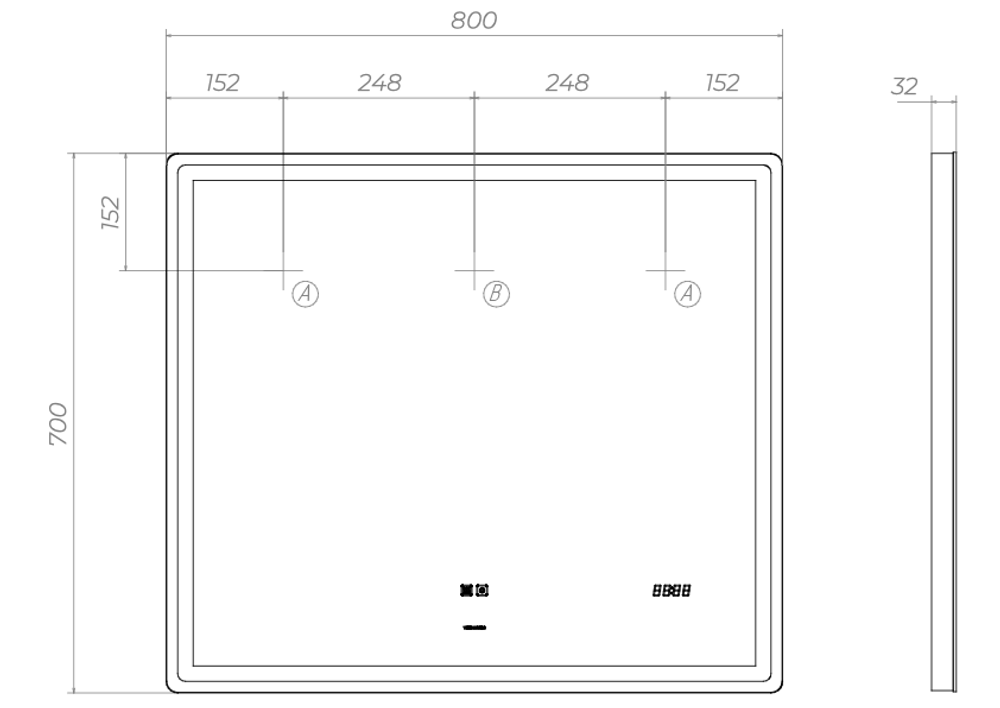 Зеркало Vigo Geometry Luxe 800 (800х700х32 мм) сенсорное с подсветкой (z.GEO.80.Luxe)