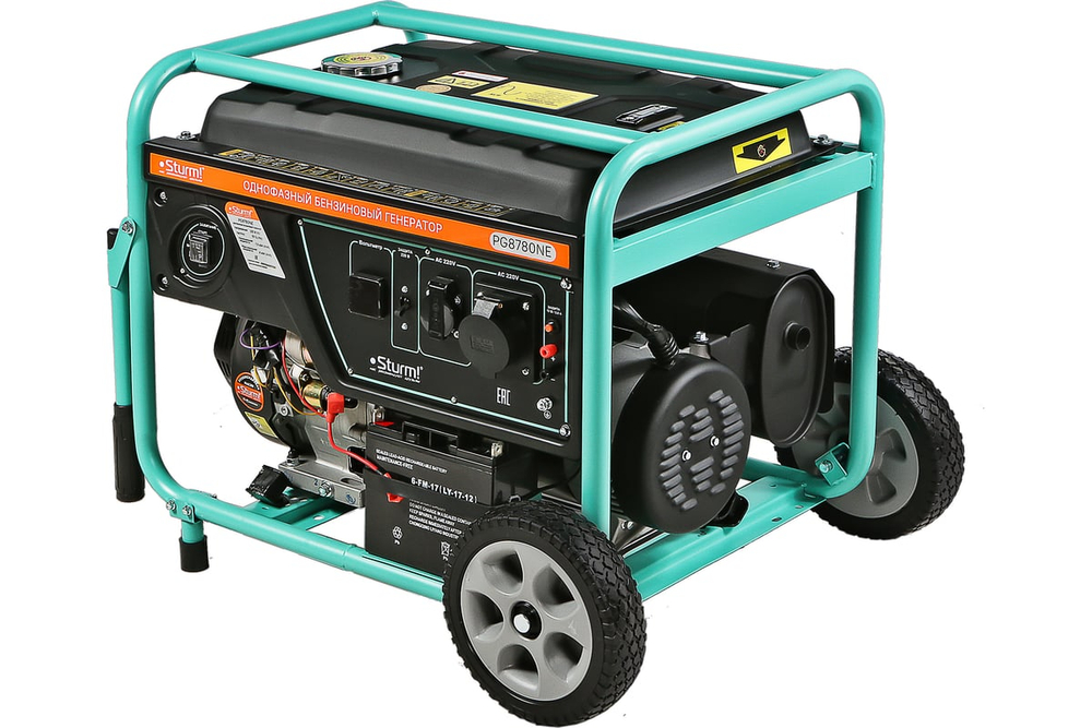 Бензогенератор Sturm 8000 ВА, AVR (Авто. Рег.Напр.), эл/ручн старт, 77 кг, бак 25л