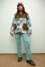 Куртка Soeurs Выполненная в Технике Пэчворк 3 голубая