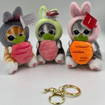 Мягкий Брелок Котик в зеленом капюшоне