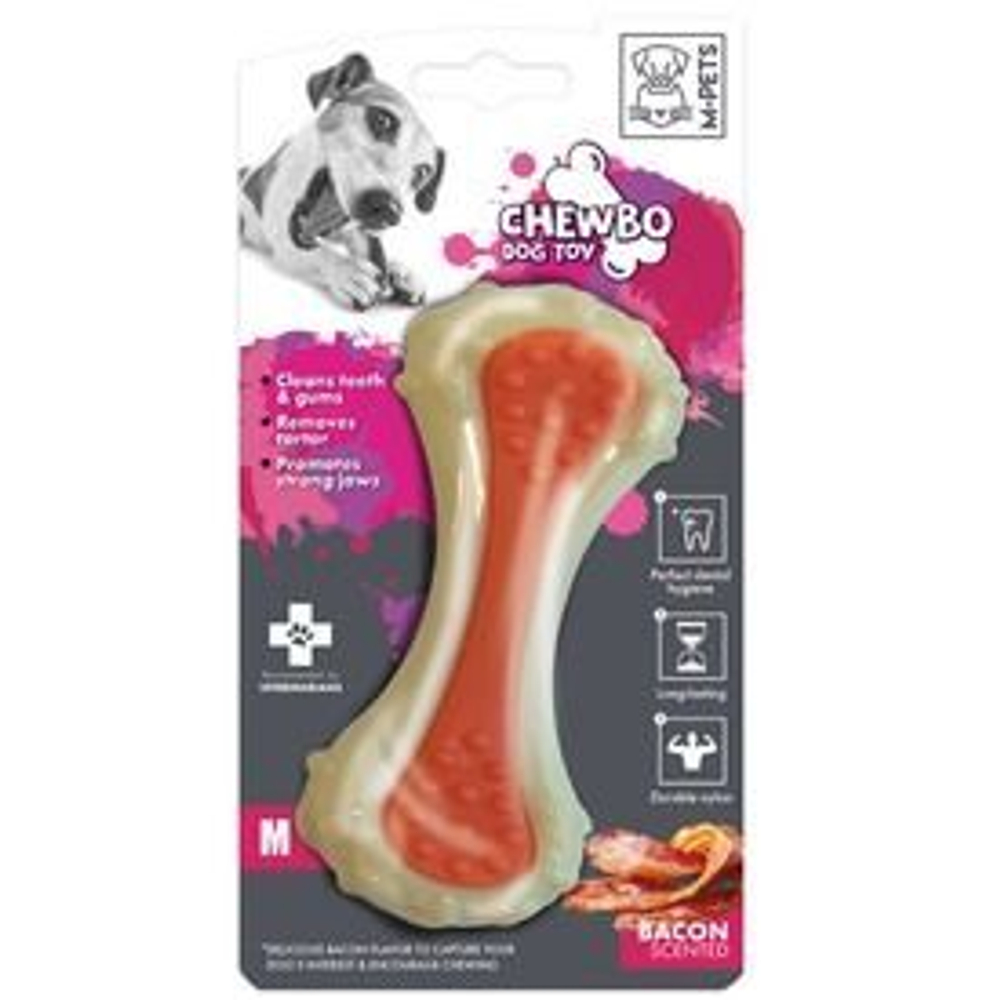 M-PETS Игрушка для собак Кость, вкус бекона, нейлон, размер М, 13 см