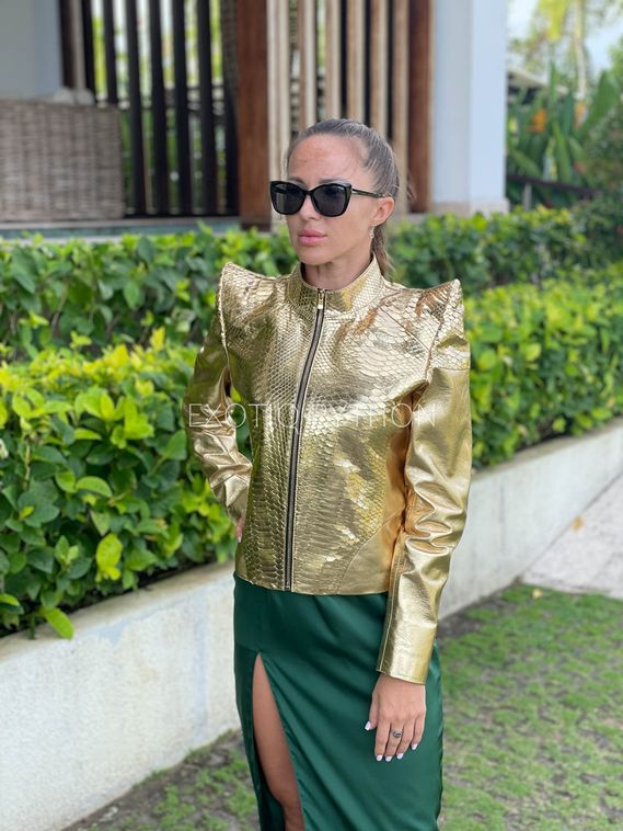 Куртка из кожи питона золотого цвета JT-123