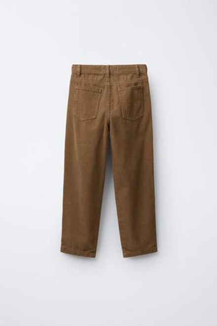 ZARA Х BENSIMON ® ВЕЛЬВЕТОВЫЕ БРЮКИ ПРЯМОГО КРОЯ, КОНЬЯЧНЫЙ