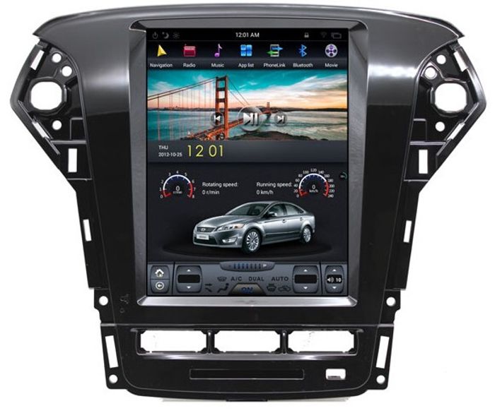 Магнитола для Ford Mondeo 4 2010-2014 (с климатом) - Kuberg ZF-1052A-Q6 вертикальный экран в стиле "Тесла" на Android 11, Быстрая, CarPlay, 4G SIM-слот
