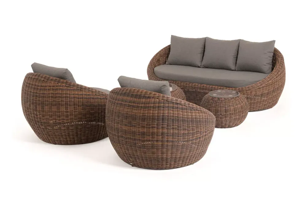"Барселона" лаунж-зона из искусственного ротанга, цвет коричневый