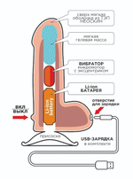 Телесный вибратор-реалистик NEOSKINUM - 21 см. (Цвет: телесный)