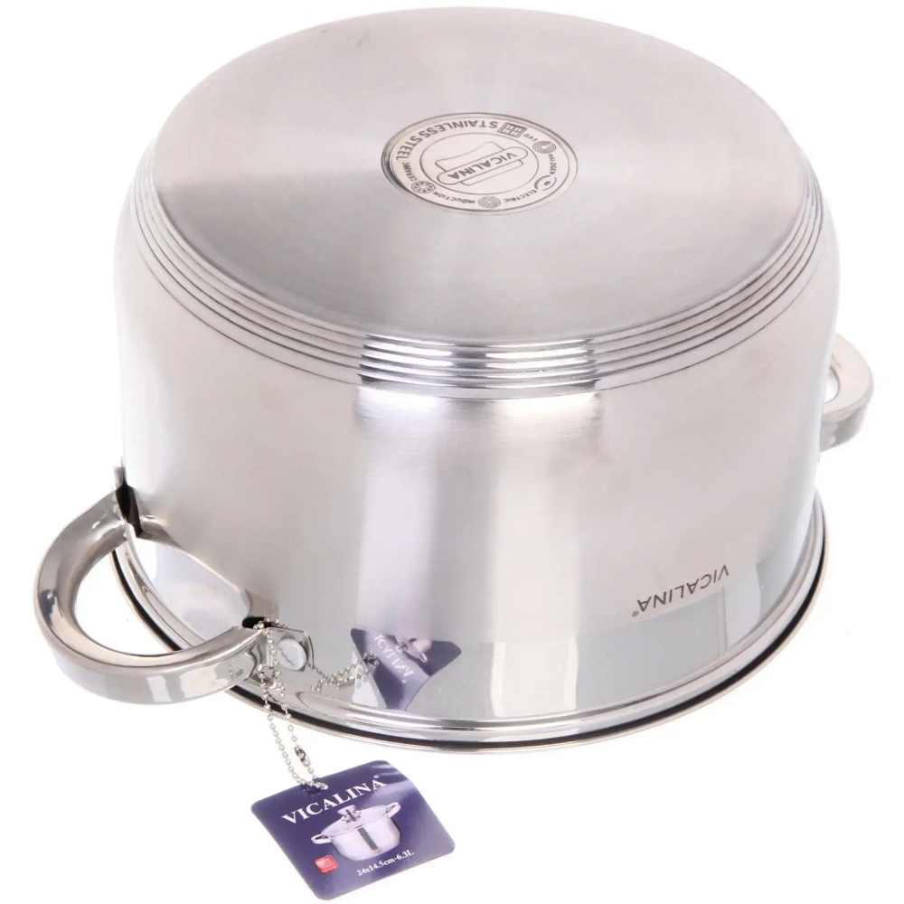Кастрюля из нержавеющей стали VICALINA 6,3л, индукция, VL-7015