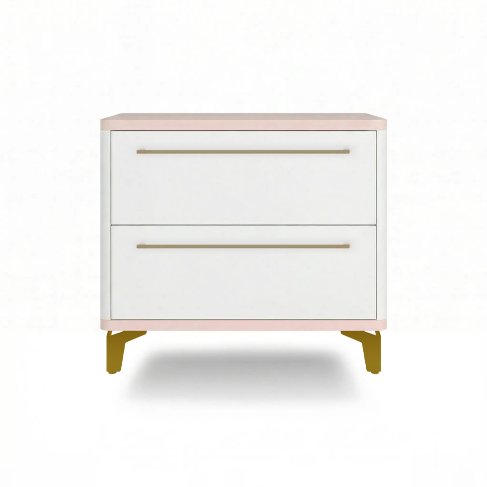 Тумба прикроватная на ножках с ящиками ROYAL 5203 эко (Зефир-Золото-р.золото)