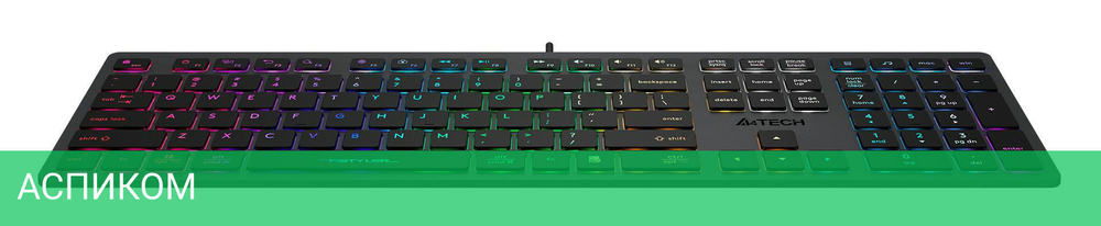 Клавиатура A4Tech Fstyler серый/неоновая подсветка (FX60H GREY/NEON)
