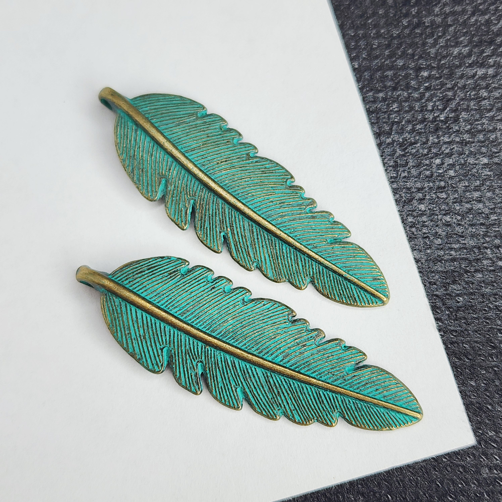 Подвеска лист, 45×19 мм, бижутерный сплав, штучно