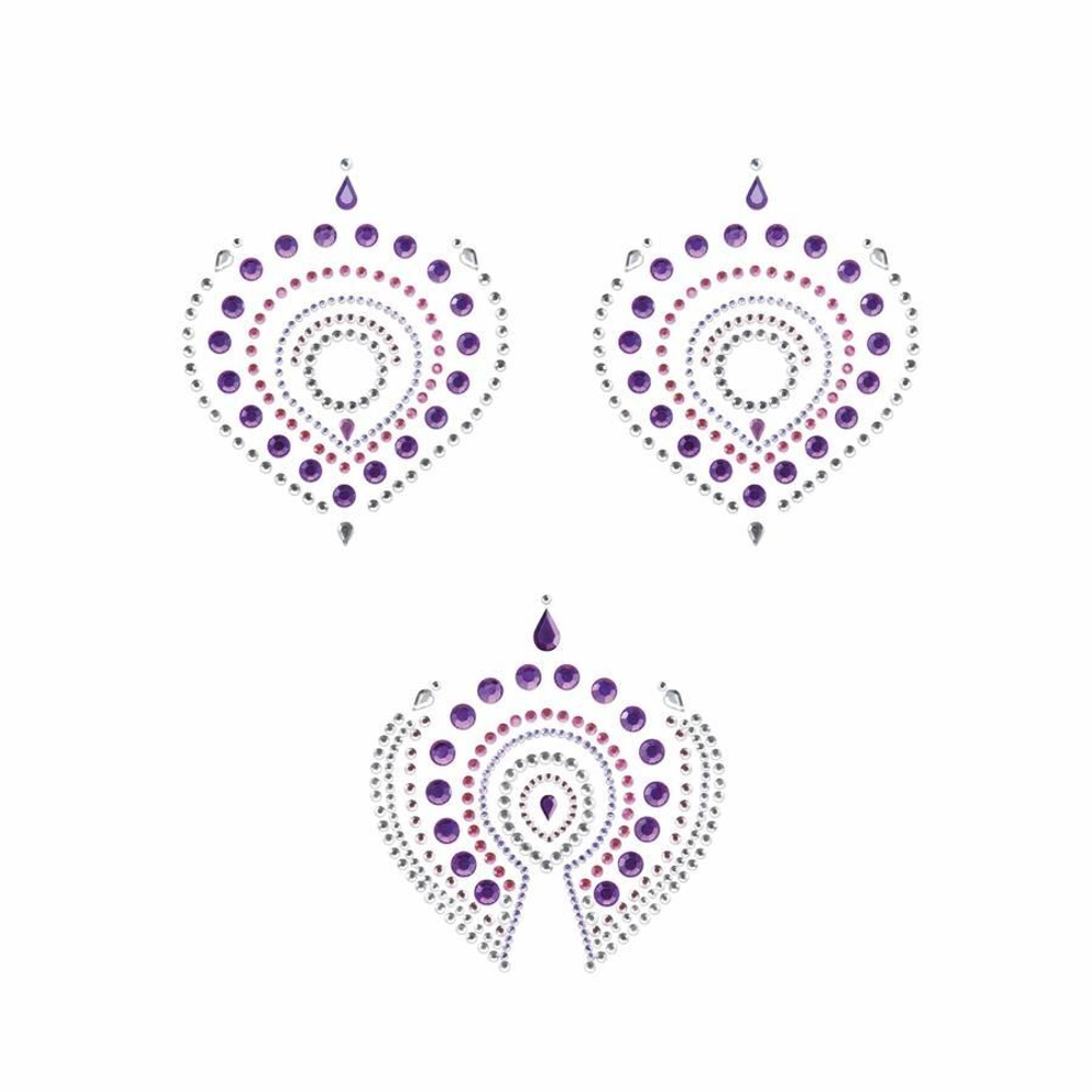 Фиолетово-розовые наклейки на грудь и зону бикини FLAMBOYANT (Цвет: фиолетовый с розовым)