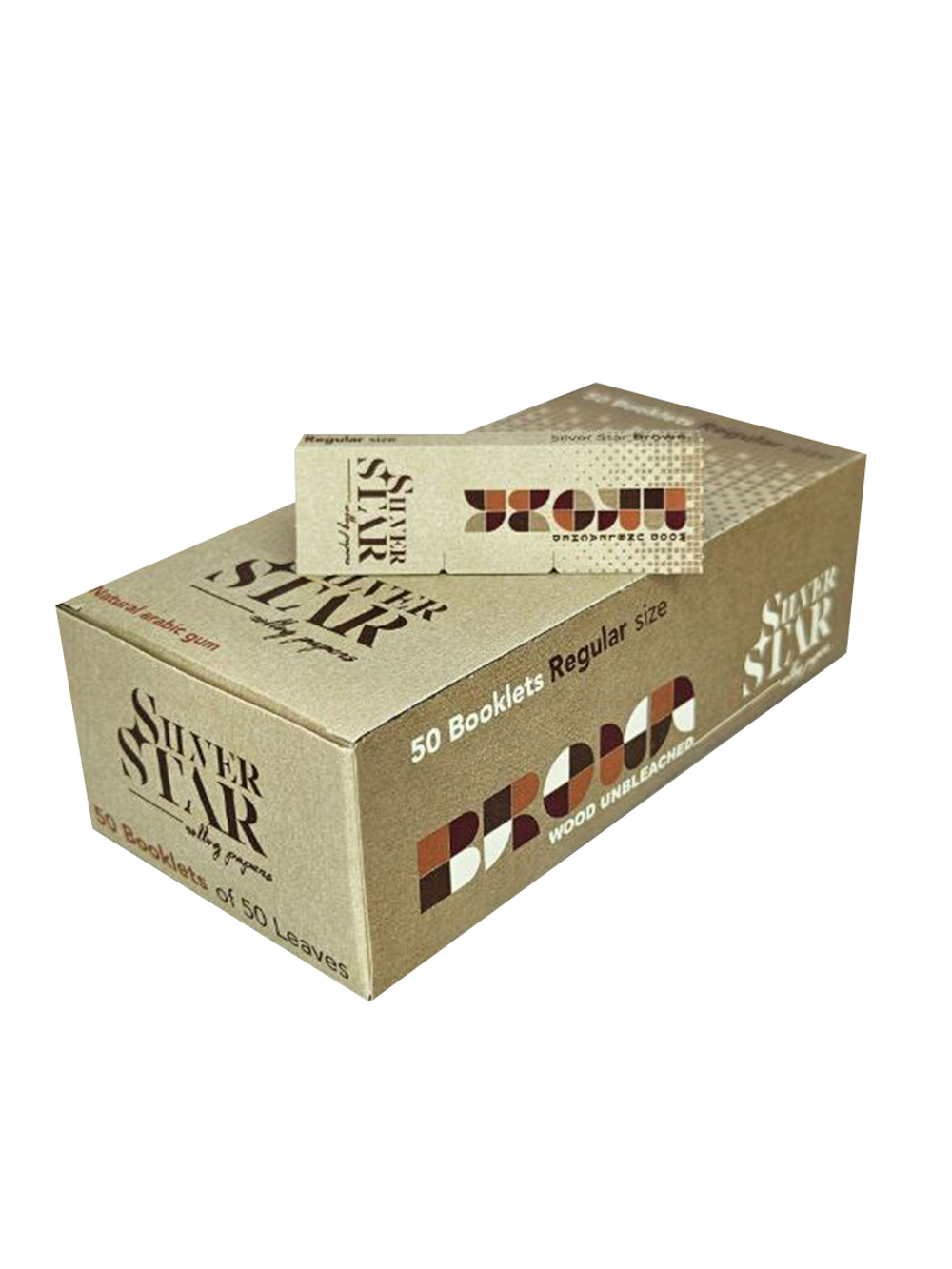 Бумага для сигарет блок "Silver Star" Brown Unbleached 70мм 13.5гр/м 50л*50шт