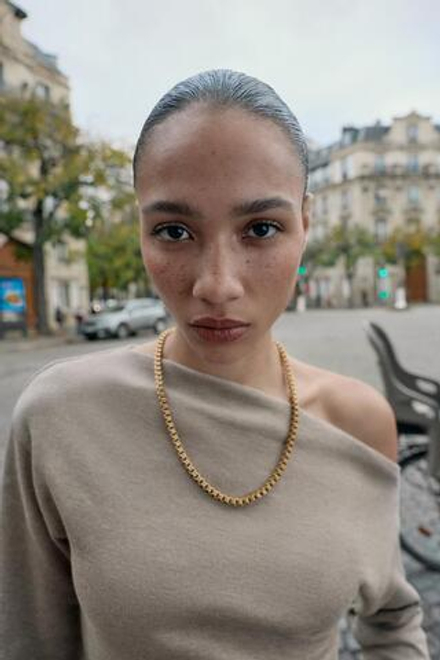 ZARA ТОП АСИММЕТРИЧНОГО КРОЯ ИЗ МЯГКОЙ ТКАНИ, БЕЖЕВЫЙ МЕЛАНЖ