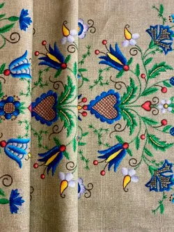 Дорожка декор на стол тканевая Сказка "Цветочный лен" 125х45 рогожка