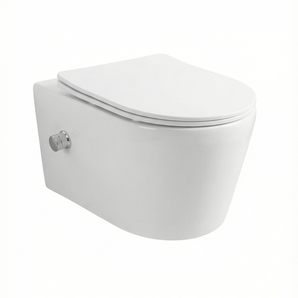 Унитаз подвесной безободковый WAVE ИГРА/PLAY с функцией биде, встроен смесит,сид. дюро,м/л,быстр(XL)