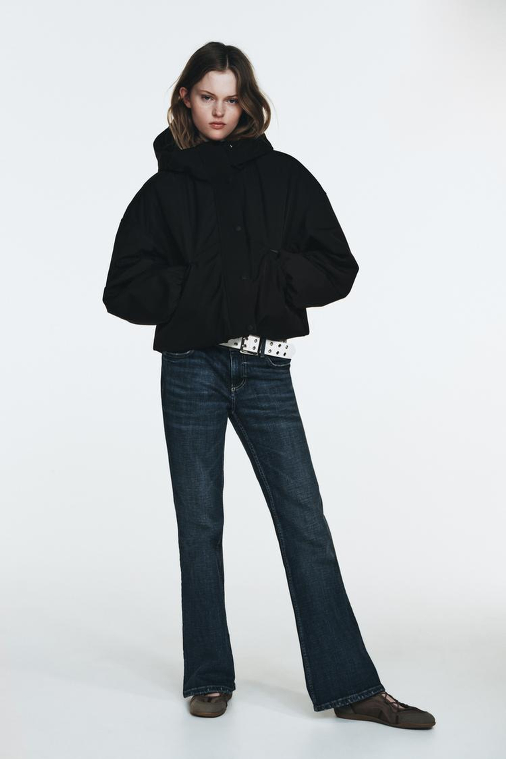 ZARA СТЕГАНАЯ ВЕТРОЗАЩИТНАЯ КУРТКА WATER REPELLENT, ЧЕРНЫЙ