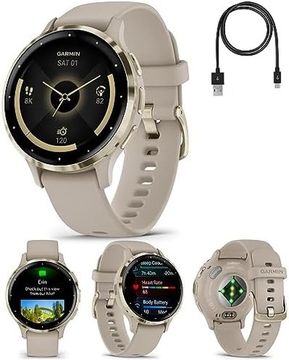 Умные часы Garmin Venu 3S цвета французский серый с золотистым безелем