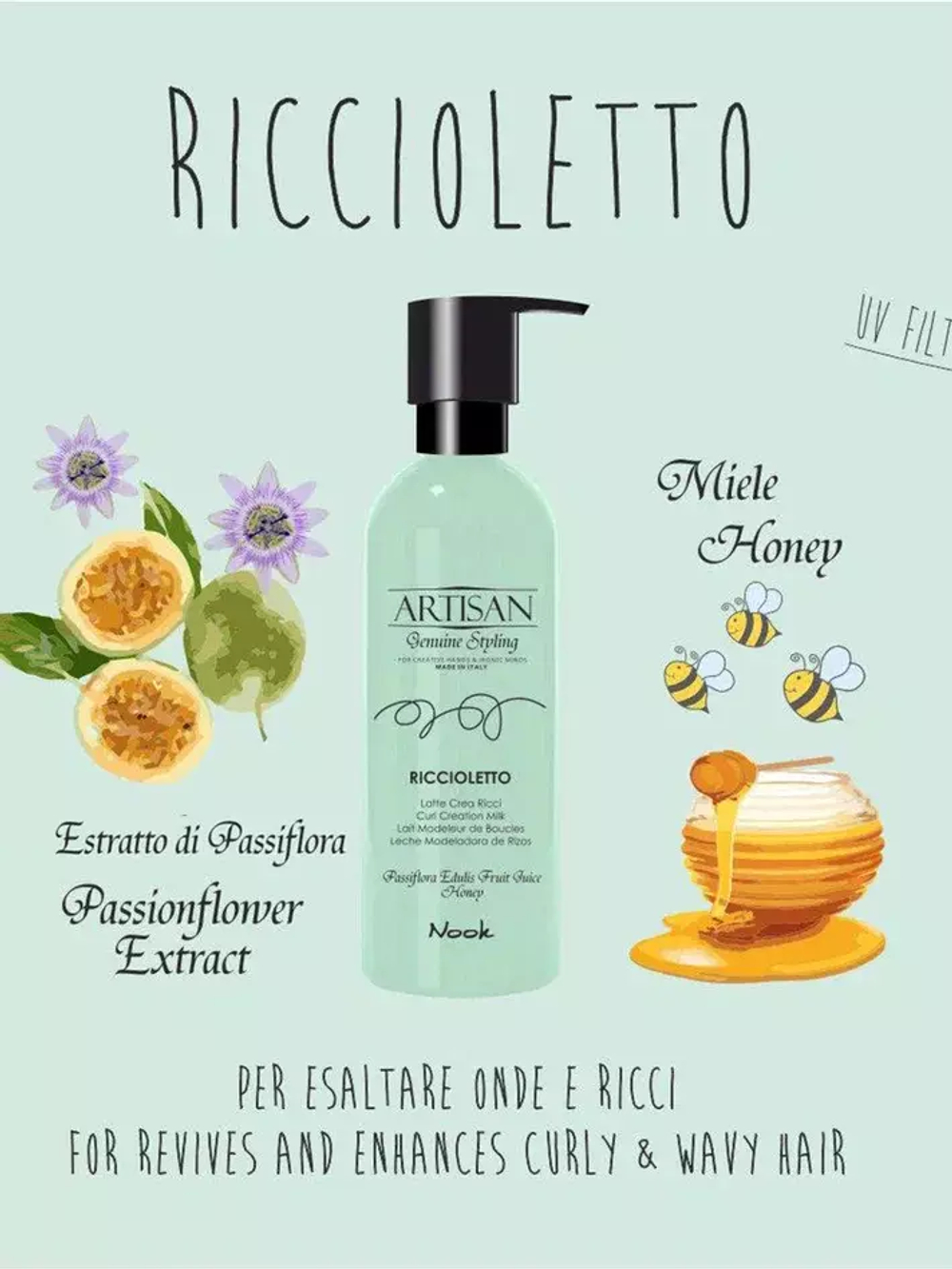 NOOK Крем для укладки вьющихся волос - Artisan Riccioletto Curl Control Milk, 200мл