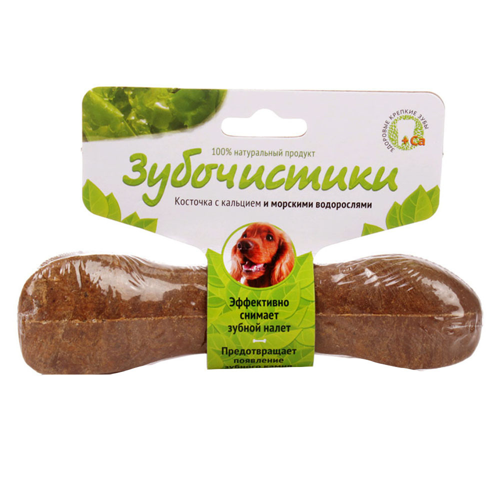 ЗУБОЧИСТИКИ Косточка жевательная с кальцием для собак 10-25 кг со вкусом морских водорослей
