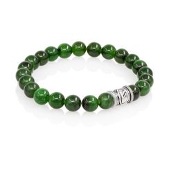 Браслет Денежный импульс из натурального нефрита с руной Феху из серебра 925