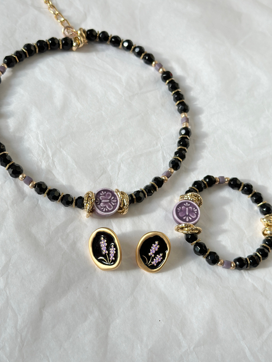 HMG Enamel Серьги Лаванда черные