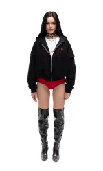 Худи Kraizy Stripes Zip Logo Heart черный