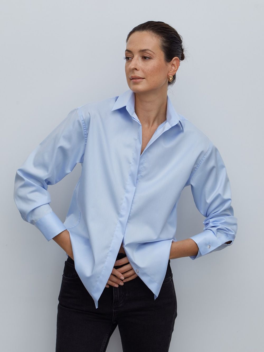 Рубашка Хельсинки голубая хлопок