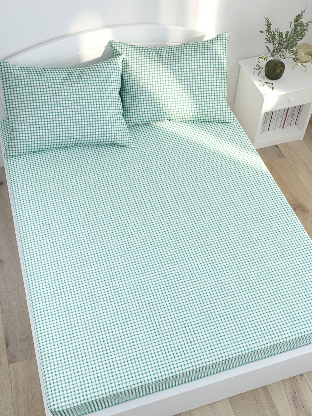 Простынь Сказка "Зеленая клеточка" 150х215 см, перкаль