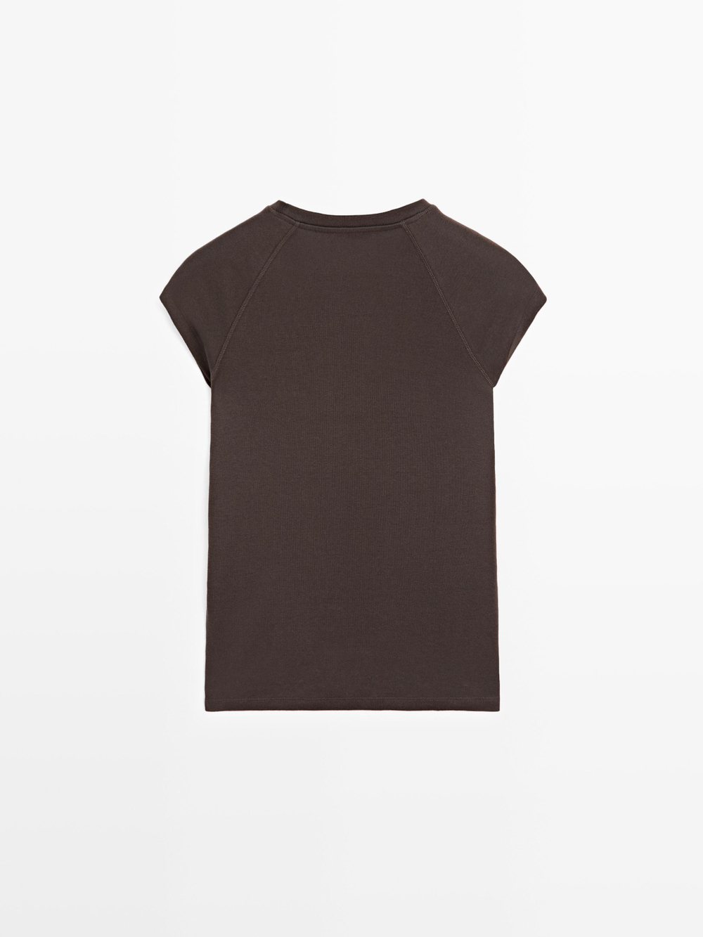 Massimo Dutti Хлопковая футболка с короткими рукавами, коричневый