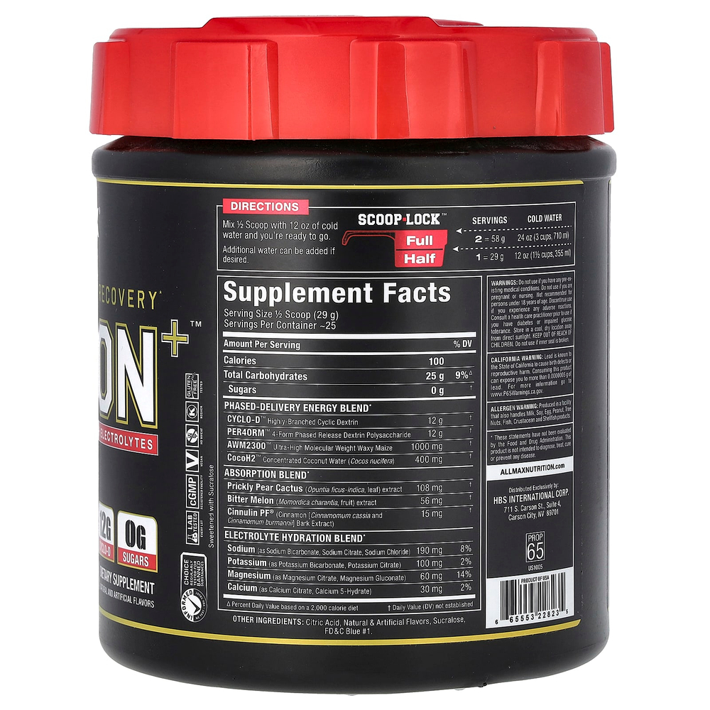 ALLMAX, CARBION+, с электролитами, вкус голубой лед, 725 г (25,6 унции)