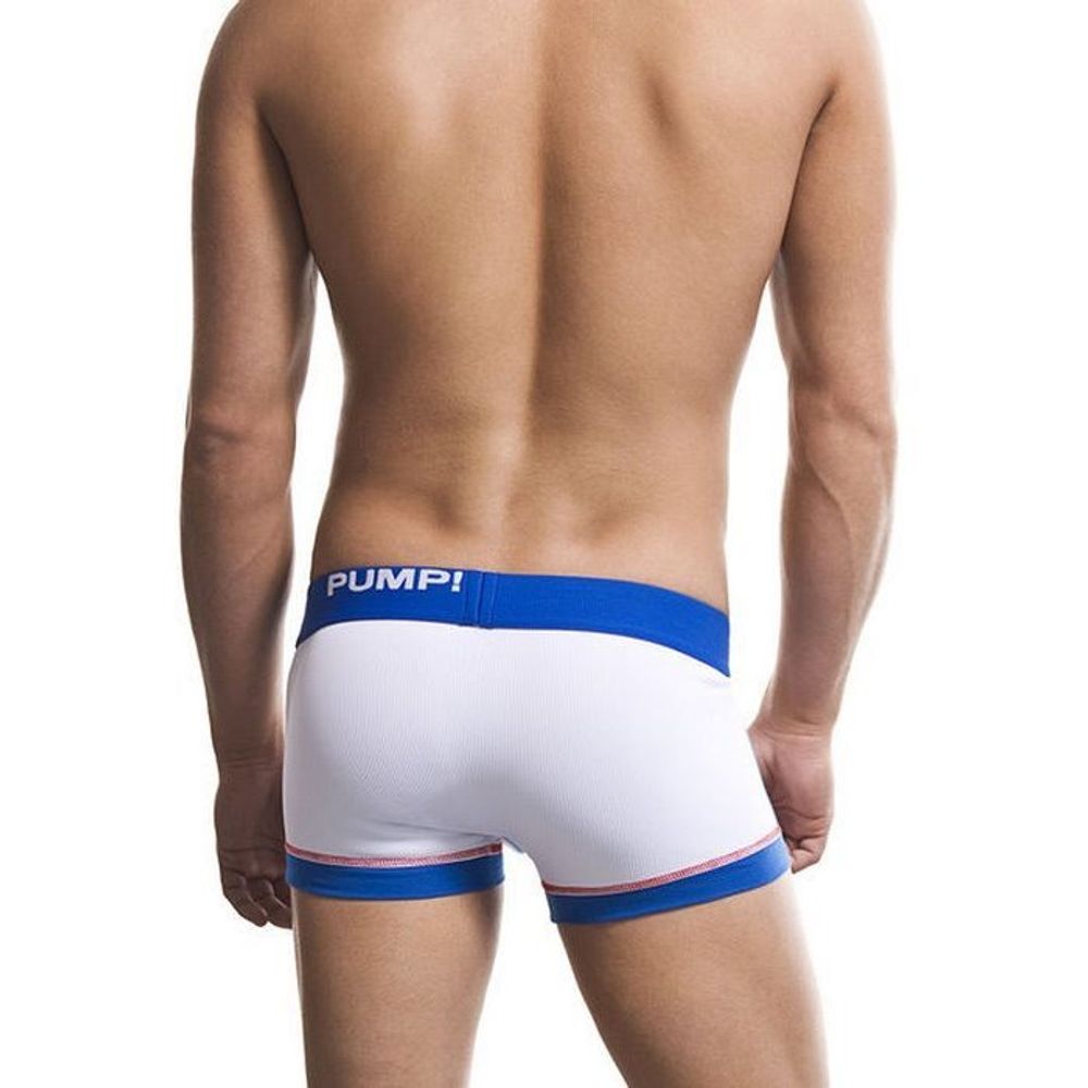 Мужские трусы боксеры белые с синей окантовкой PUMP! Baseball
