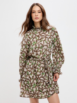 Платье мини с воротником стойкой