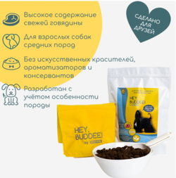 Сухой корм для собак HEY, BUDDEE!, для длинношерстных, говядина
