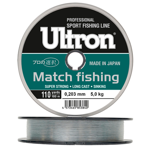 Леска ULTRON Match Fishing 0,203 мм., 5,0 кг, 100 м, светло-голубая