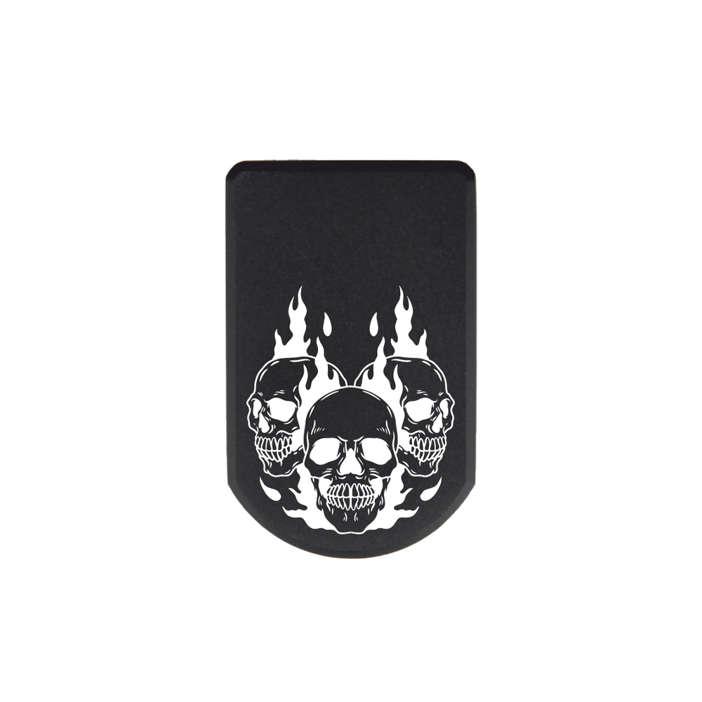 Пятка +3 патрона для магазинов Grand Power, ПЛК, CZ, Tanfoglio с гравировкой Череп