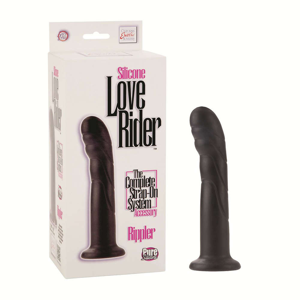 Черный силиконовый дилдо для страпона RIPPLER - 18,5 см. (Цвет: черный)
