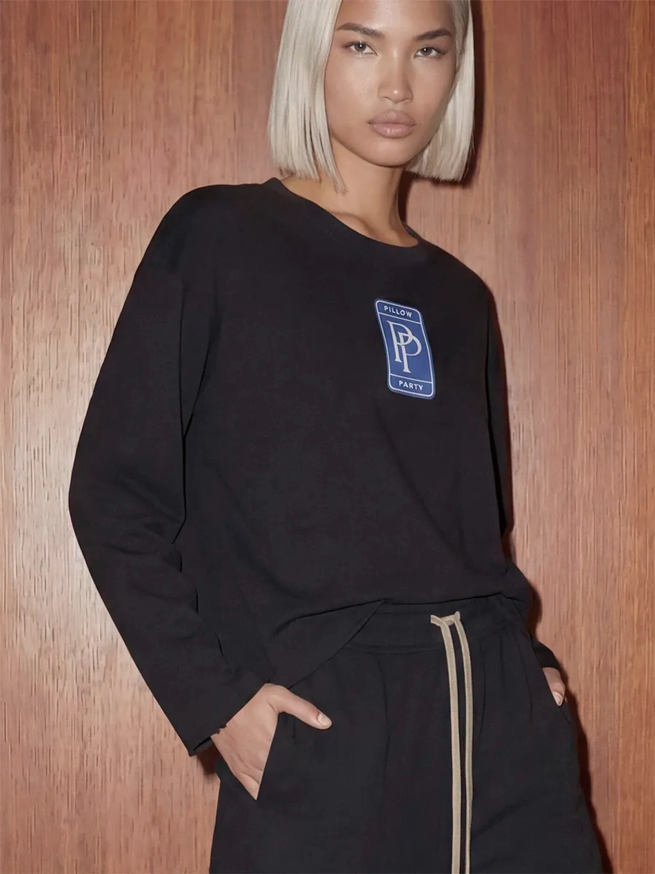 Лонгслив с принтом и необработанным краем