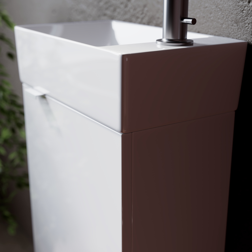 Тумба с раковиной Sancos Mini, 35.5 см., эмаль белый, MN35WL