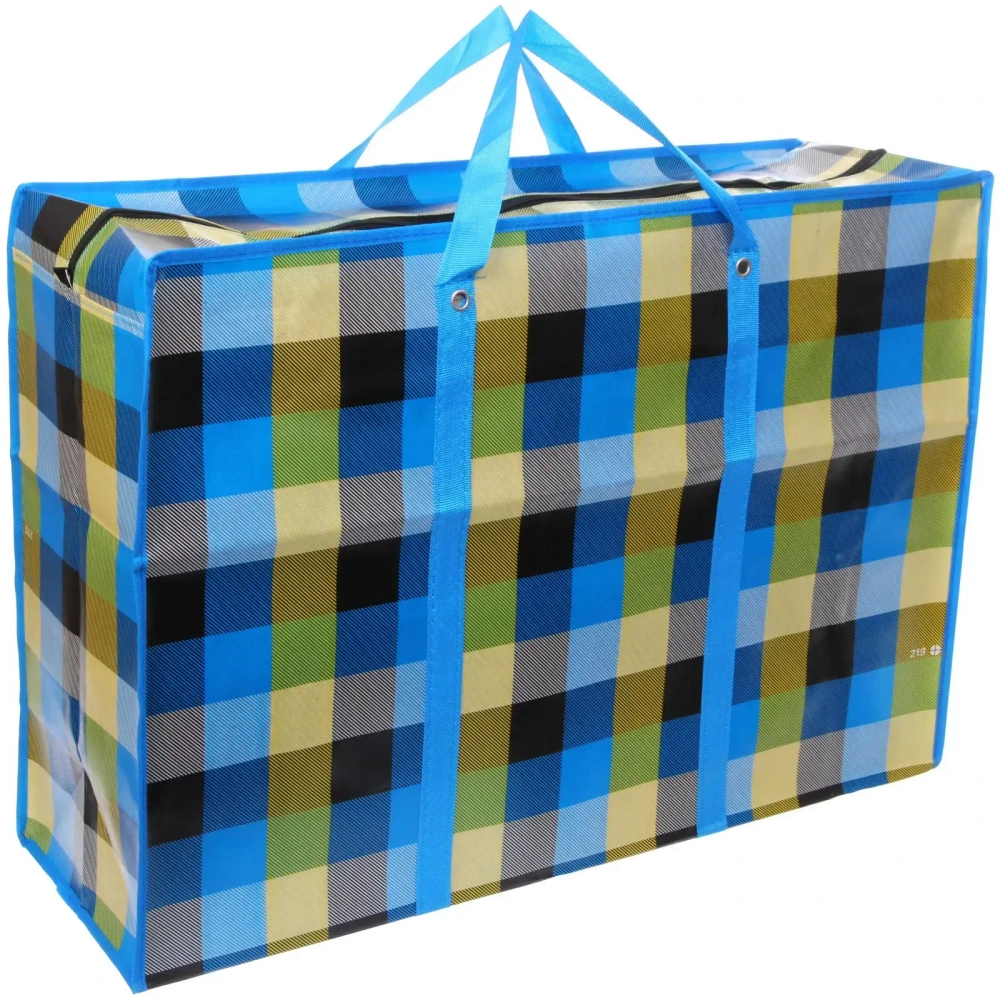 Сумка хозяйственная с внешним карманом « БАУЛ», цвет синий/чёрный, 80*55*25см