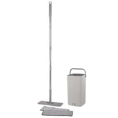 Швабра c разборной ручкой в комплекте с ведром для отжима и сменной тряпкой(L-1220мм,330х120мм,цвет белый), объем-10л. WMC TOOLS WMC-13(white)