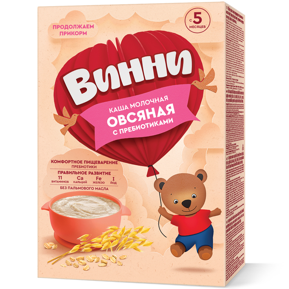 Каша молочная овсяная с пребиотиками Винни 200г с 5 месяцев
