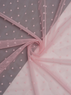 Сетка эластичная нежно-розовая в горошек метражом